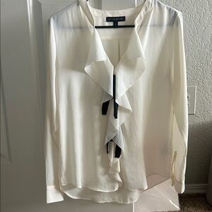 Banana Republic Cream Ruffle Front Blouse